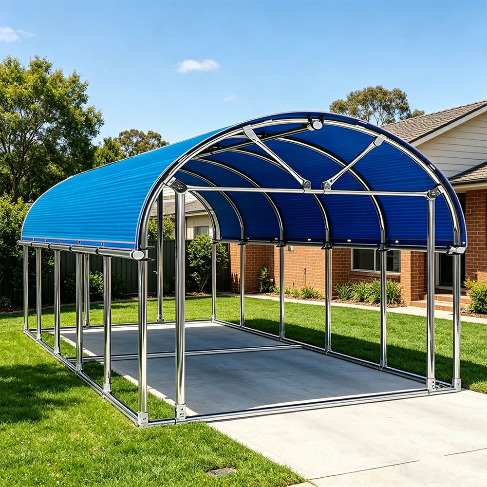 SOLARA Outdoor Car Canopy Sun Shade Waterproof Reinforced Frame 300/400cm for Driveway Patio Parking - Blue