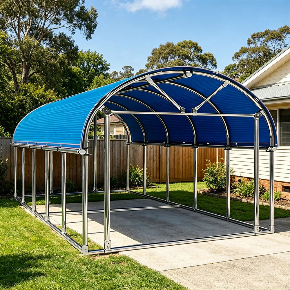 SOLARA Outdoor Car Canopy Sun Shade Waterproof Reinforced Frame 300/400cm for Driveway Patio Parking - Blue