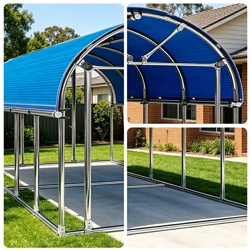 SOLARA Outdoor Car Canopy Sun Shade Waterproof Reinforced Frame 300/400cm for Driveway Patio Parking - Blue