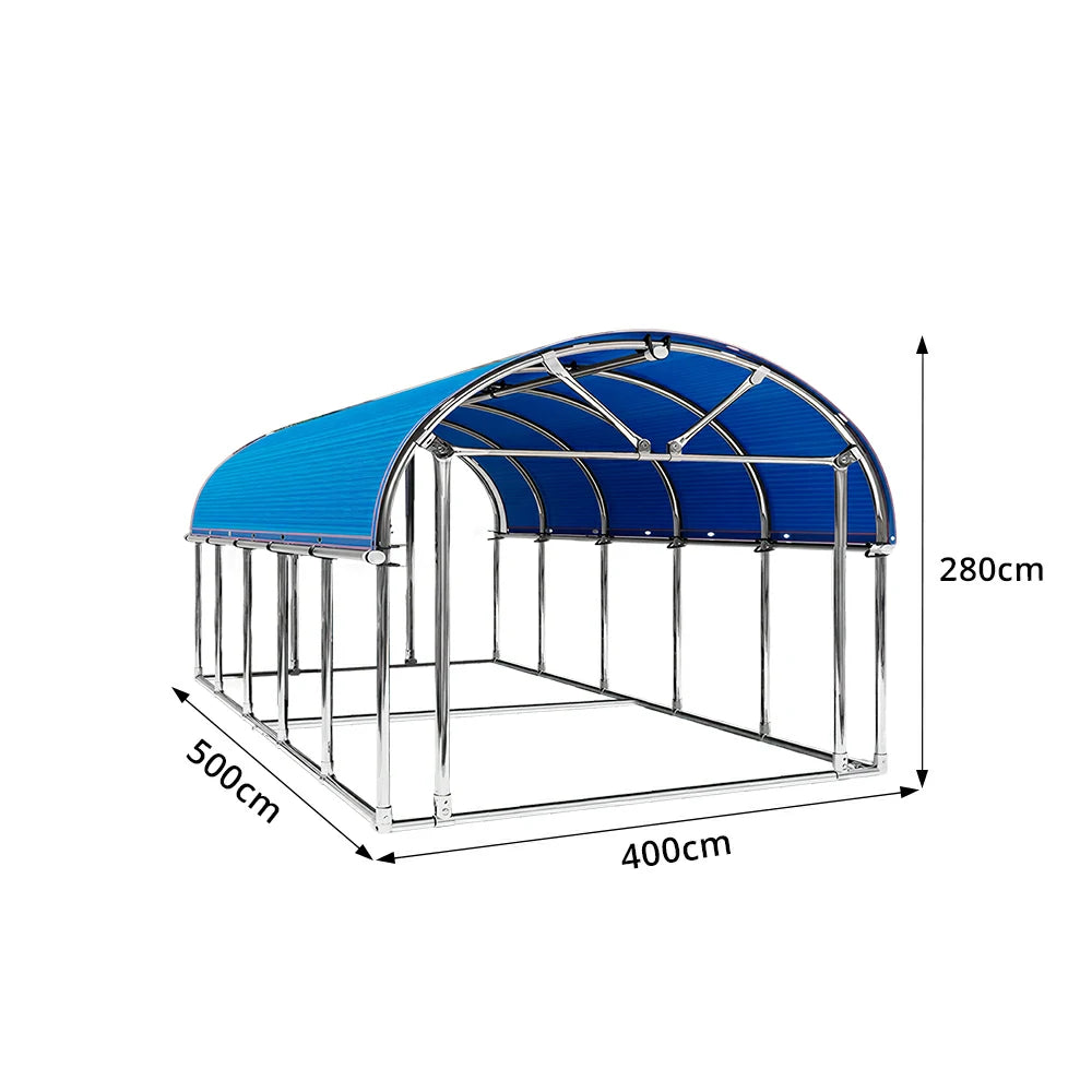 SOLARA Outdoor Car Canopy Sun Shade Waterproof Reinforced Frame 300/400cm for Driveway Patio Parking - Blue