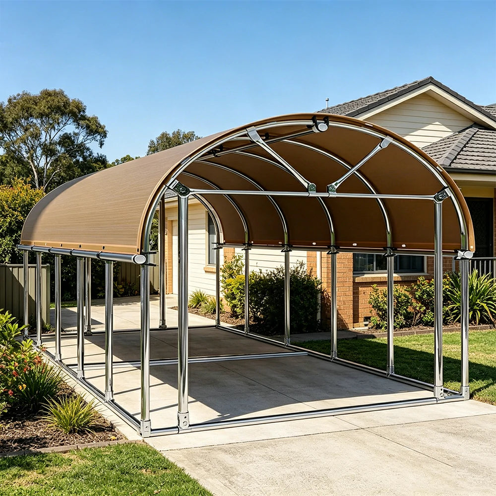 SOLARA Outdoor Car Canopy Sun Shade Waterproof Reinforced Frame 300/400cm for Driveway Patio Parking - Orange
