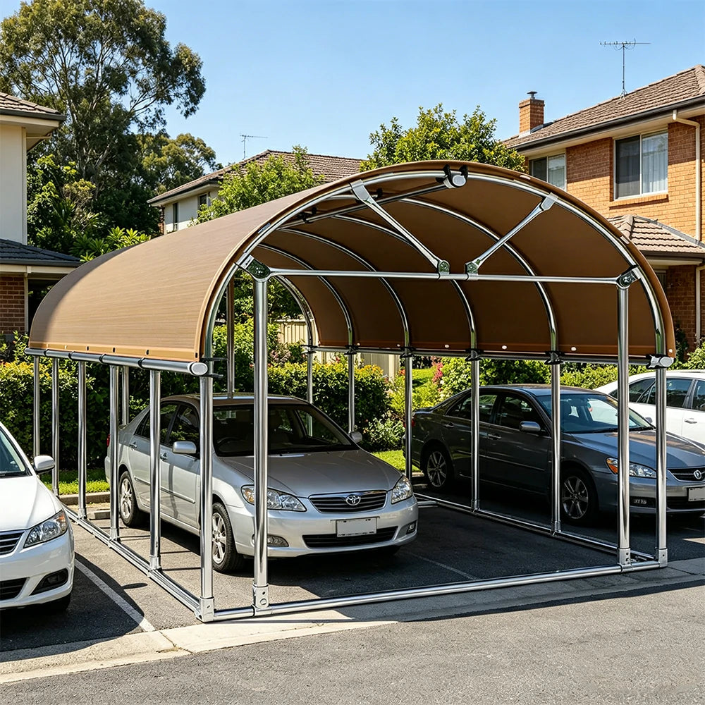 SOLARA Outdoor Car Canopy Sun Shade Waterproof Reinforced Frame 300/400cm for Driveway Patio Parking - Orange