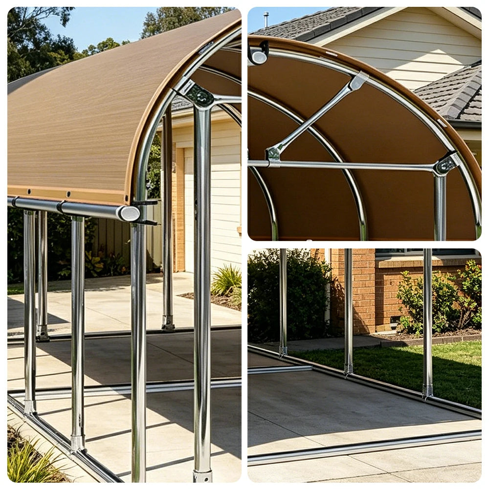 SOLARA Outdoor Car Canopy Sun Shade Waterproof Reinforced Frame 300/400cm for Driveway Patio Parking - Orange