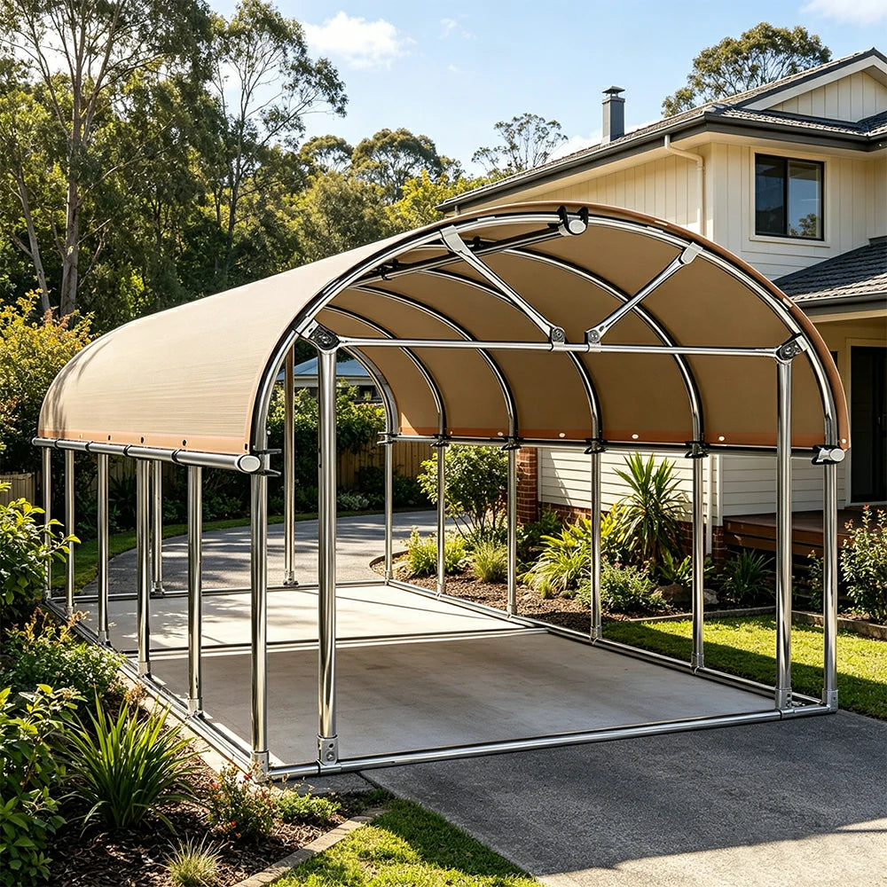 SOLARA Outdoor Car Canopy Sun Shade Waterproof Reinforced Frame 300/400cm for Driveway Patio Parking - Beige