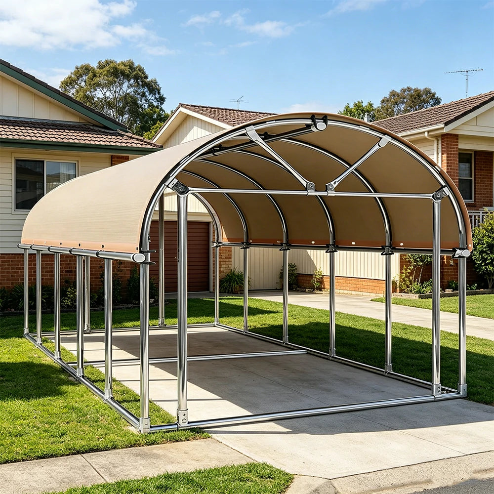 SOLARA Outdoor Car Canopy Sun Shade Waterproof Reinforced Frame 300/400cm for Driveway Patio Parking - Beige