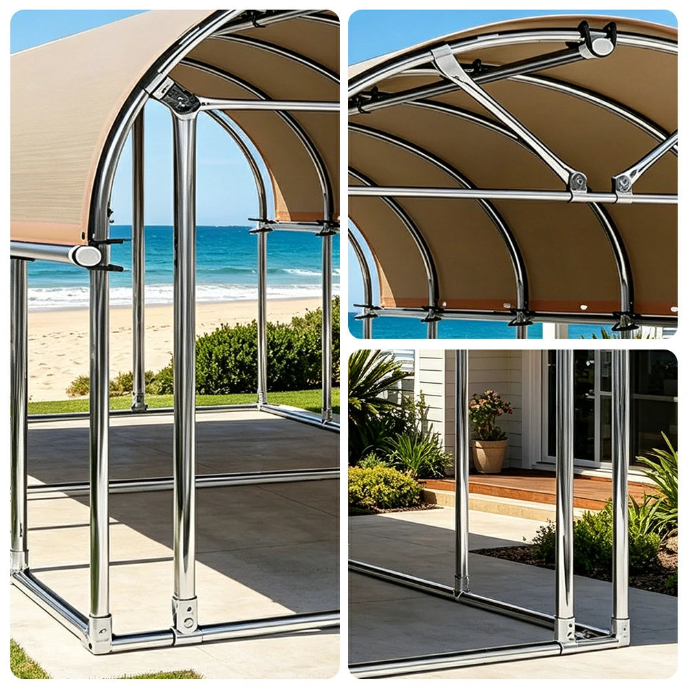 SOLARA Outdoor Car Canopy Sun Shade Waterproof Reinforced Frame 300/400cm for Driveway Patio Parking - Beige