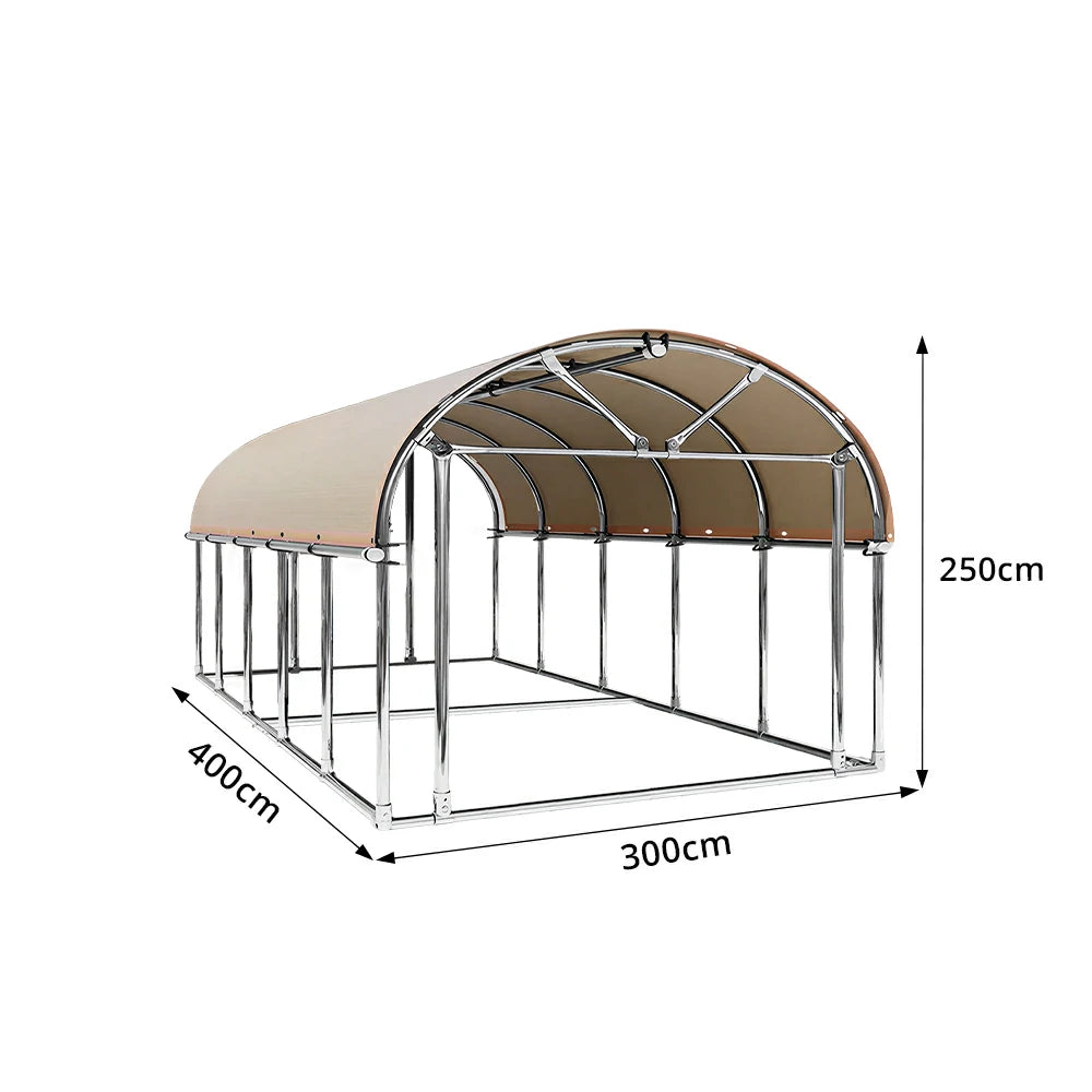 SOLARA Outdoor Car Canopy Sun Shade Waterproof Reinforced Frame 300/400cm for Driveway Patio Parking - Beige
