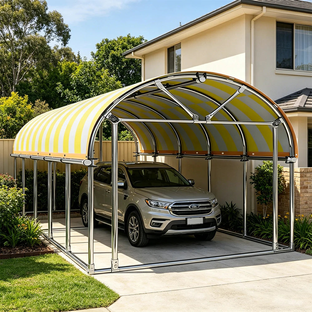 SOLARA Outdoor Car Canopy Sun Shade Waterproof Reinforced Frame 300/400cm for Driveway Patio Parking - Yellow&White
