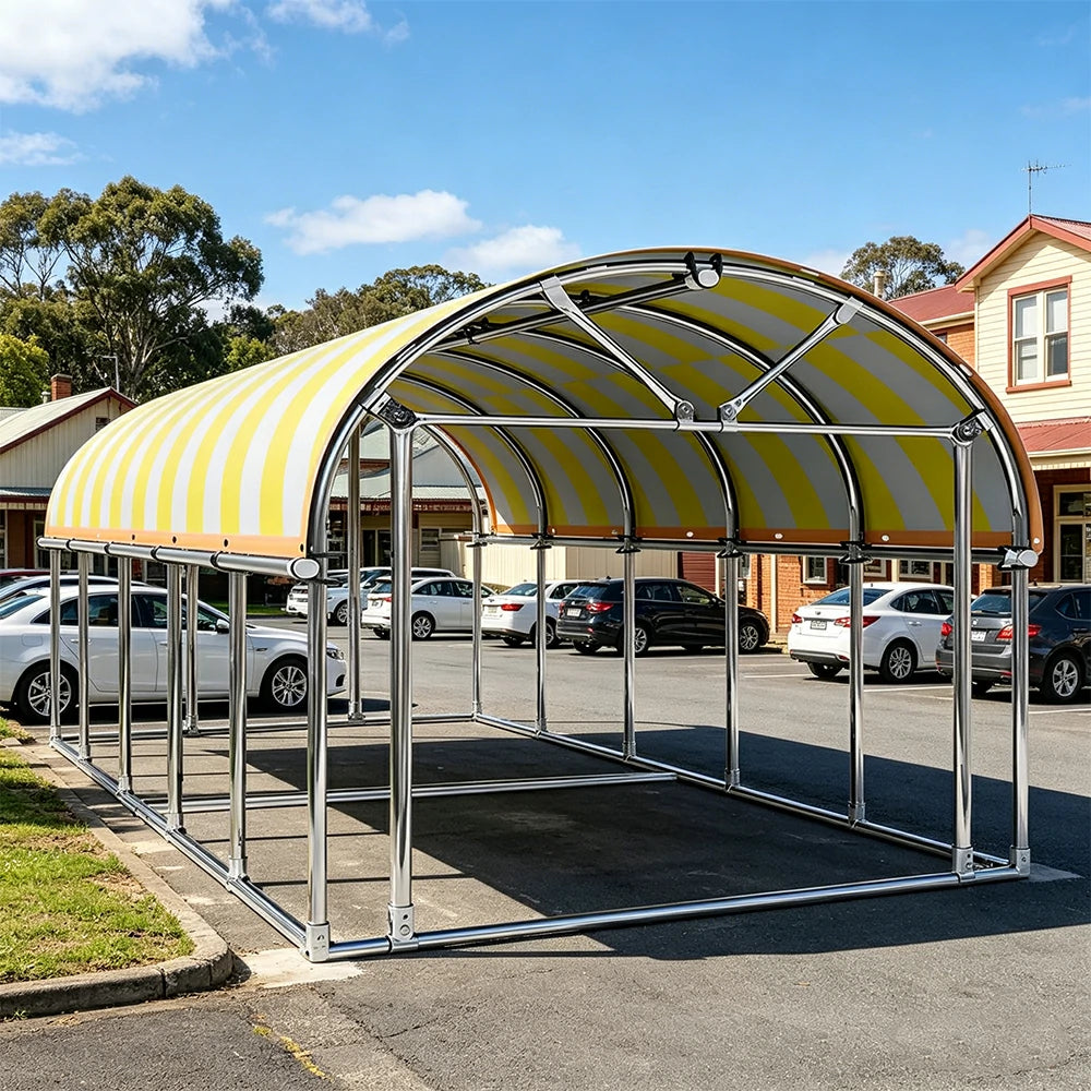 SOLARA Outdoor Car Canopy Sun Shade Waterproof Reinforced Frame 300/400cm for Driveway Patio Parking - Yellow&White