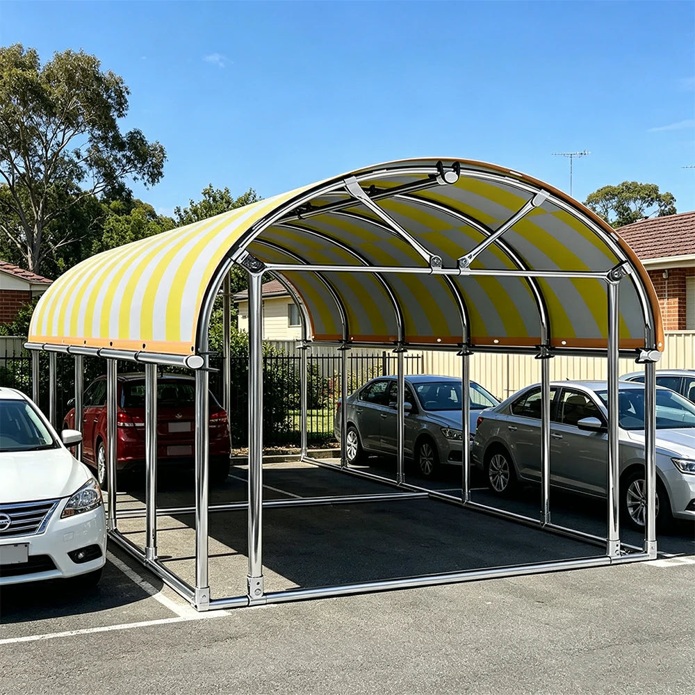 SOLARA Outdoor Car Canopy Sun Shade Waterproof Reinforced Frame 300/400cm for Driveway Patio Parking - Yellow&White