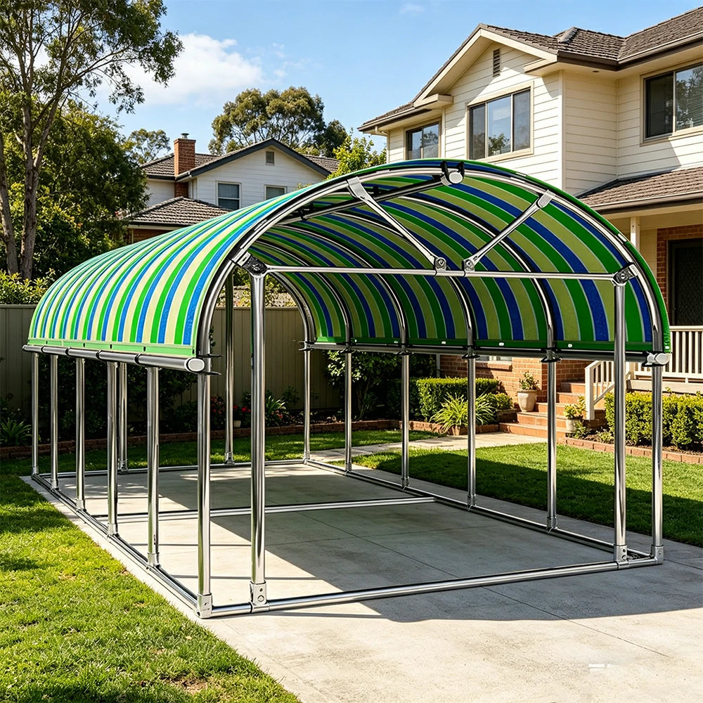 SOLARA Outdoor Car Canopy Sun Shade Waterproof Reinforced Frame 300/400cm for Driveway Patio Parking - Yellow&Blue