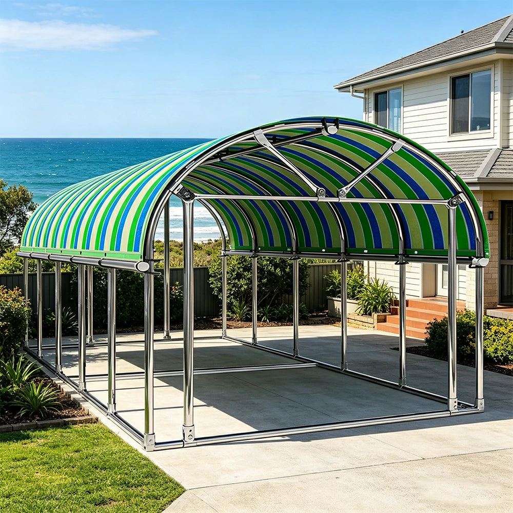 SOLARA Outdoor Car Canopy Sun Shade Waterproof Reinforced Frame 300/400cm for Driveway Patio Parking - Yellow&Blue