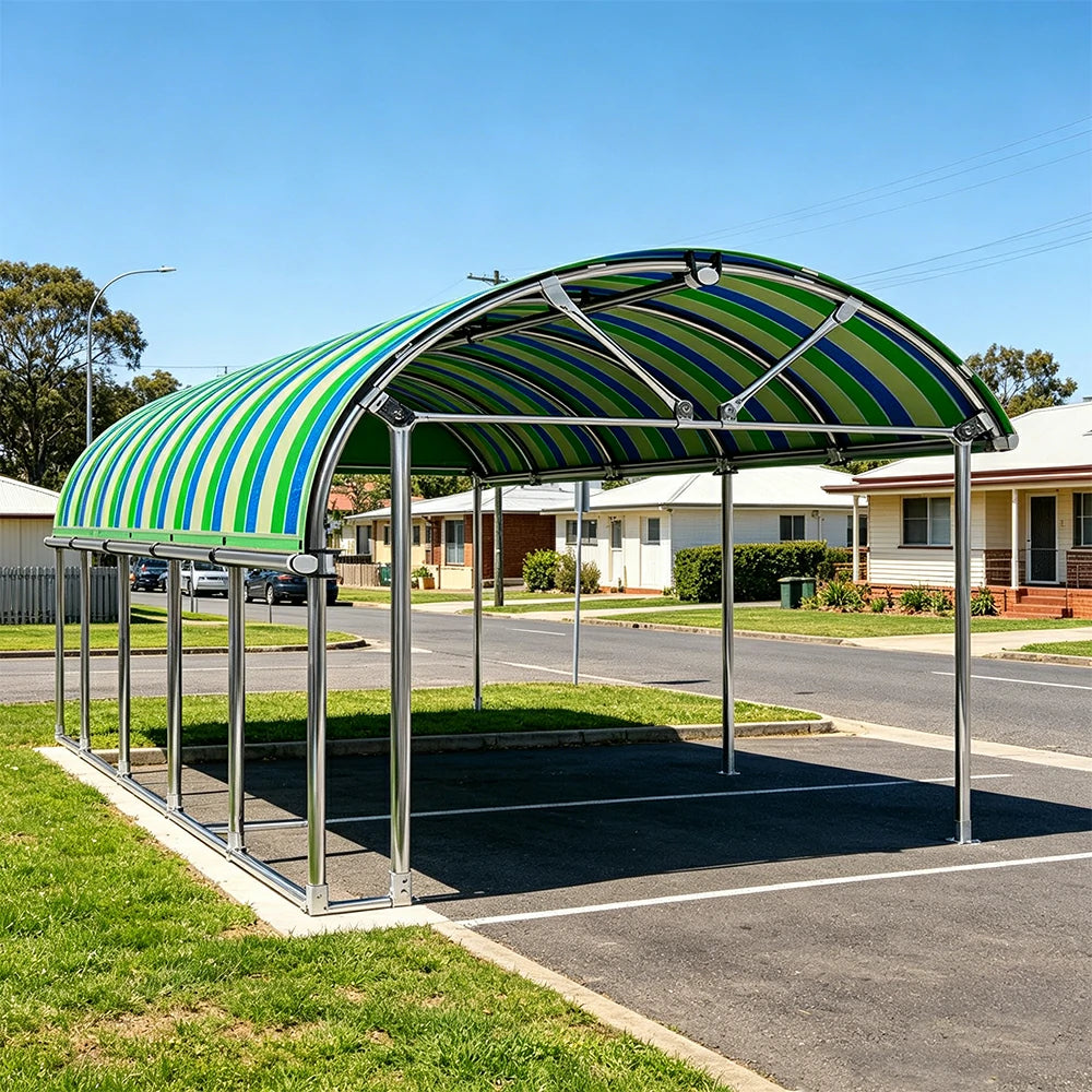 SOLARA Outdoor Car Canopy Sun Shade Waterproof Reinforced Frame 300/400cm for Driveway Patio Parking - Yellow&Blue