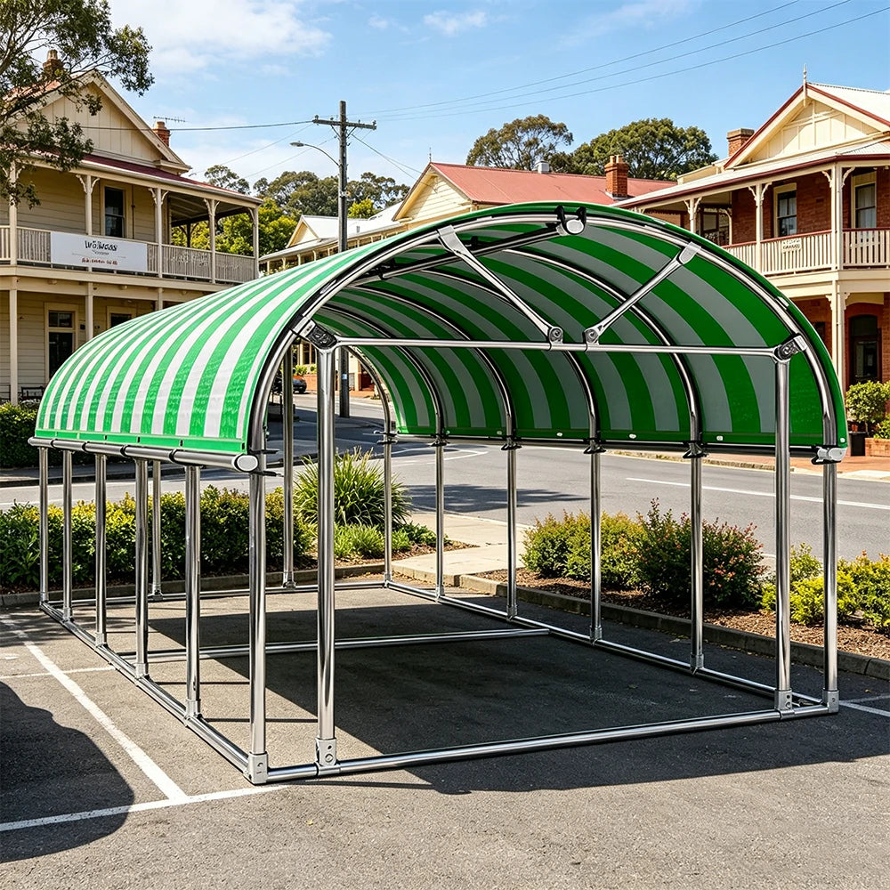 SOLARA Outdoor Car Canopy Sun Shade Waterproof Reinforced Frame 300/400cm for Driveway Patio Parking - Green&White