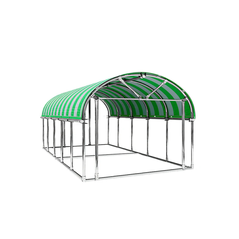 SOLARA Outdoor Car Canopy Sun Shade Waterproof Reinforced Frame 300/400cm for Driveway Patio Parking - Green&White
