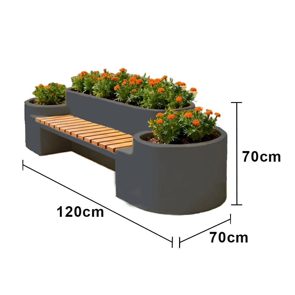 SOLARA 120/150/180cm Outdoor Metal Planter Box Thick Galvanized Steel Frame with High-Temp Coating for Commercial Patio Terrace - Grey