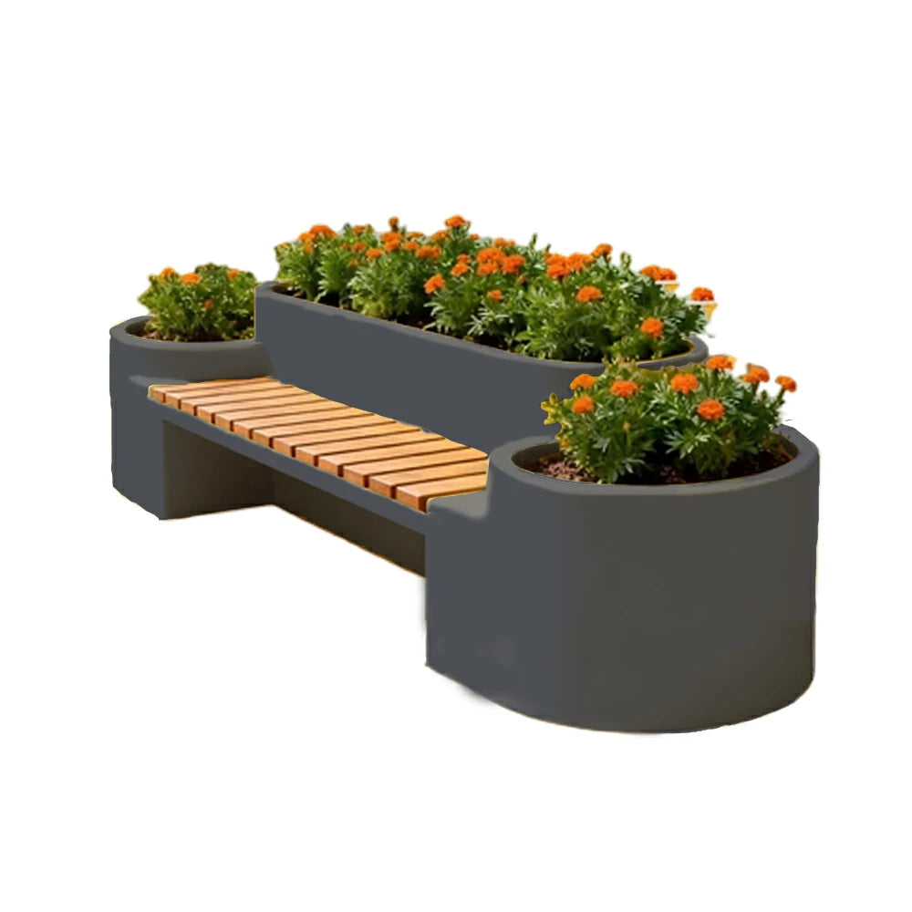 SOLARA 120/150/180cm Outdoor Metal Planter Box Thick Galvanized Steel Frame with High-Temp Coating for Commercial Patio Terrace - Grey