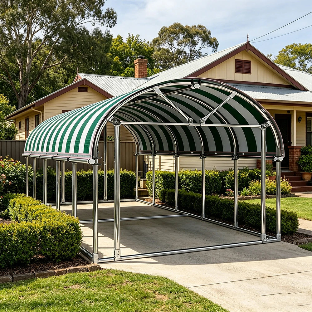 SOLARA Outdoor Car Canopy Sun Shade Waterproof Reinforced Frame 300/400cm for Driveway Patio Parking - Dark Green