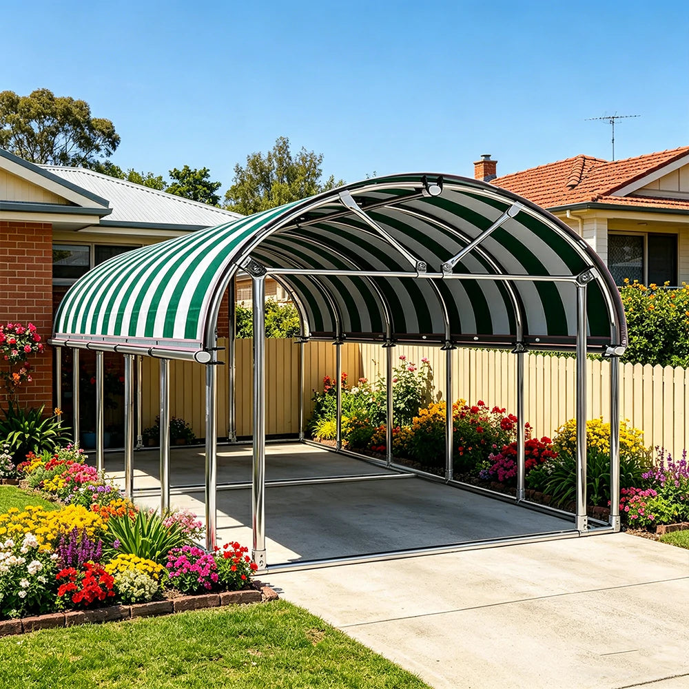 SOLARA Outdoor Car Canopy Sun Shade Waterproof Reinforced Frame 300/400cm for Driveway Patio Parking - Dark Green