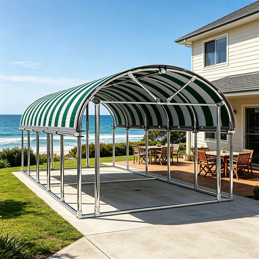 SOLARA Outdoor Car Canopy Sun Shade Waterproof Reinforced Frame 300/400cm for Driveway Patio Parking - Dark Green