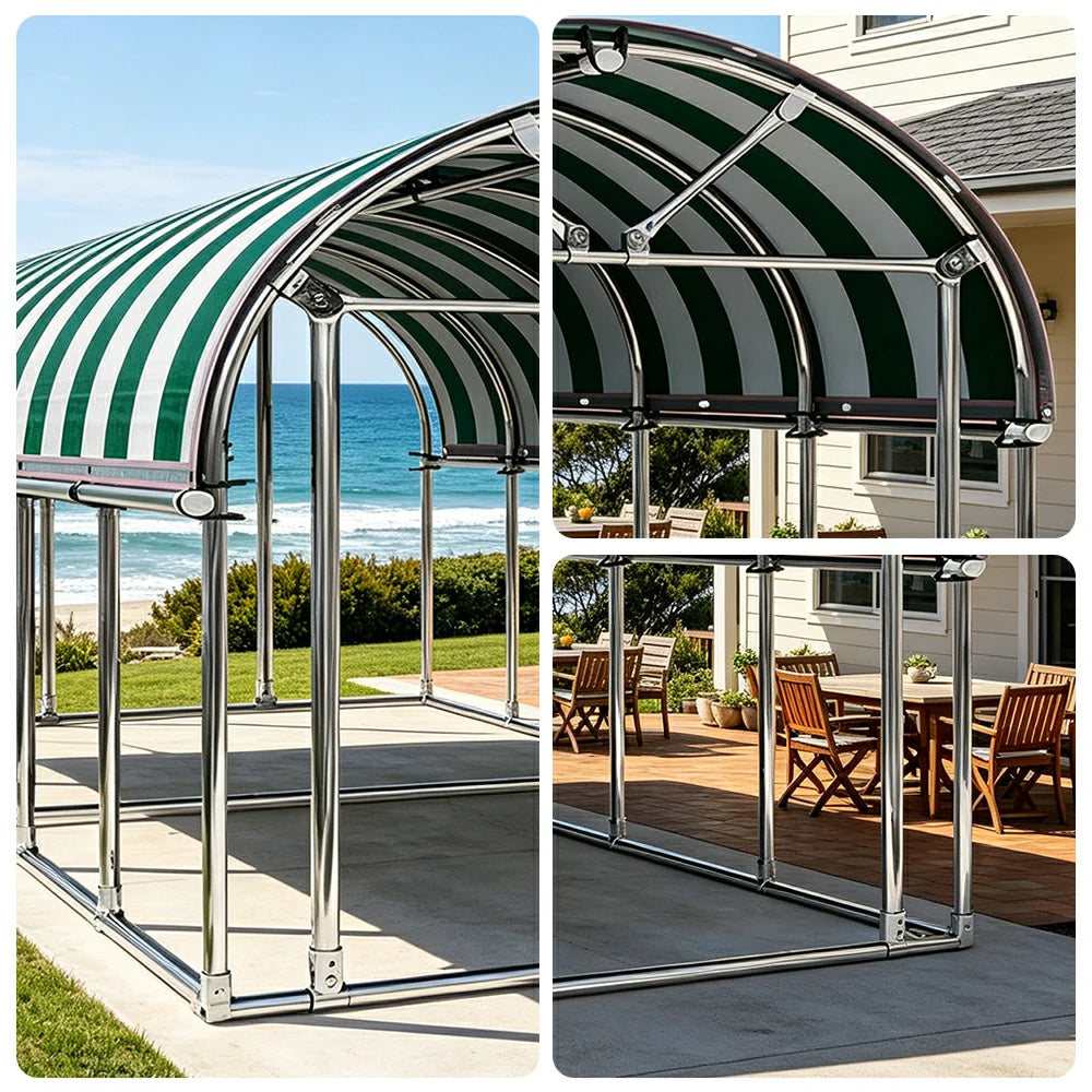 SOLARA Outdoor Car Canopy Sun Shade Waterproof Reinforced Frame 300/400cm for Driveway Patio Parking - Dark Green