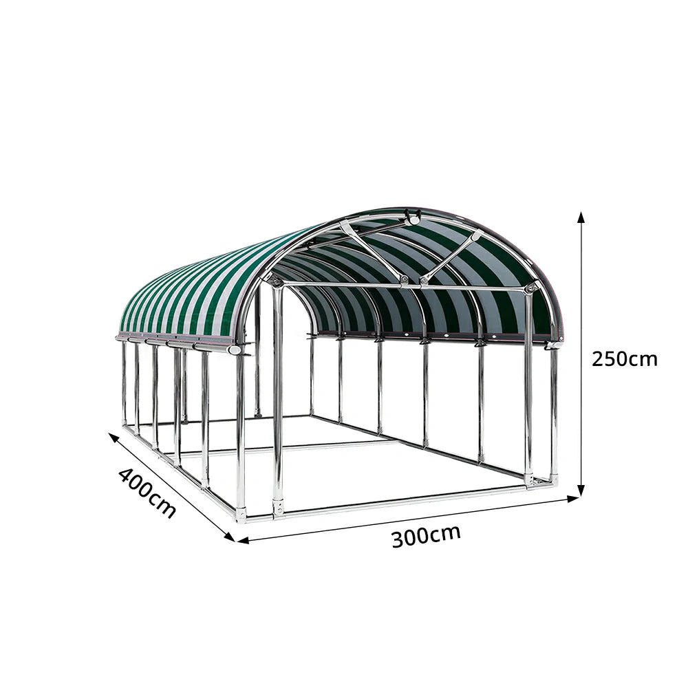 SOLARA Outdoor Car Canopy Sun Shade Waterproof Reinforced Frame 300/400cm for Driveway Patio Parking - Dark Green