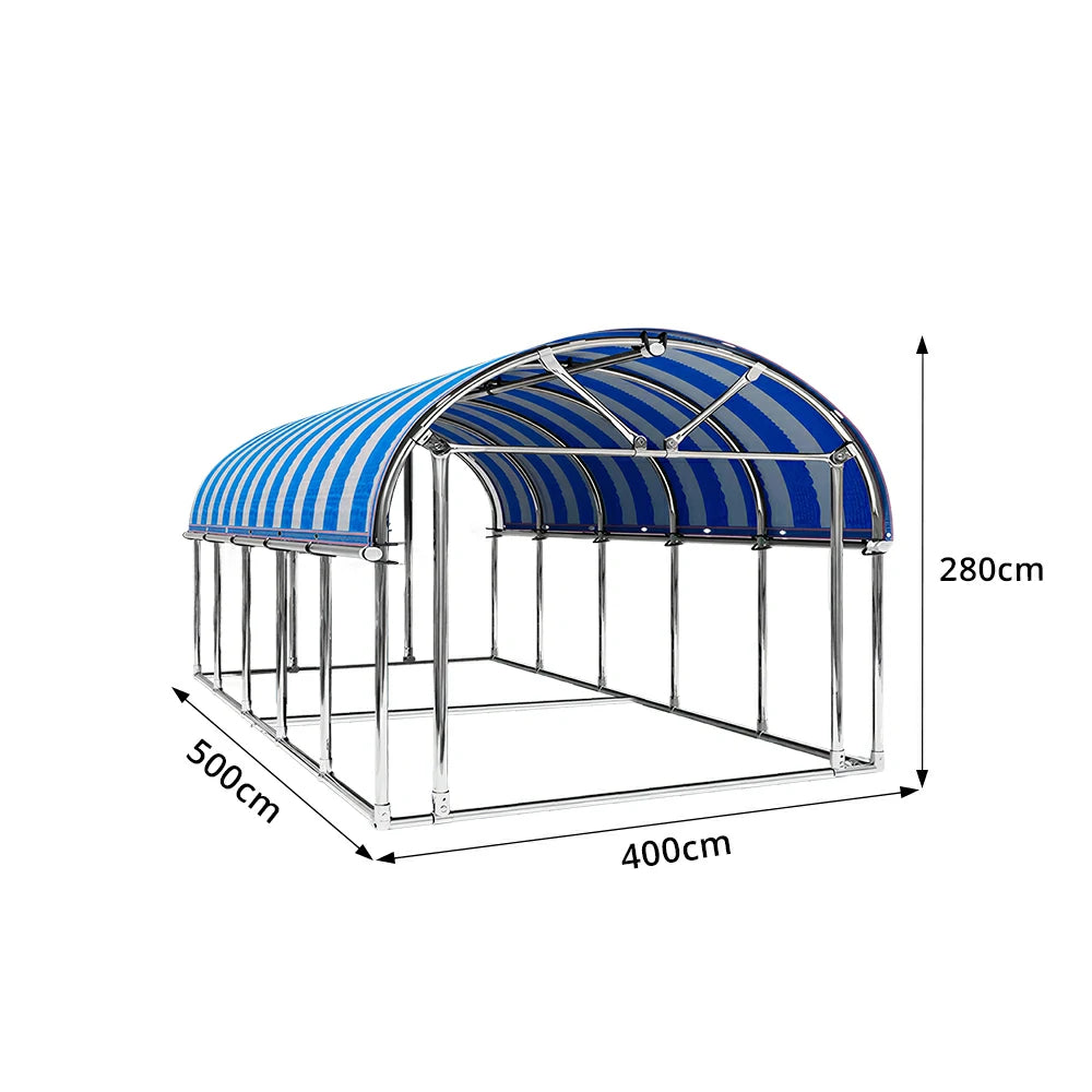 SOLARA Outdoor Car Canopy Sun Shade Waterproof Reinforced Frame 300/400cm for Driveway Patio Parking - Blue&White