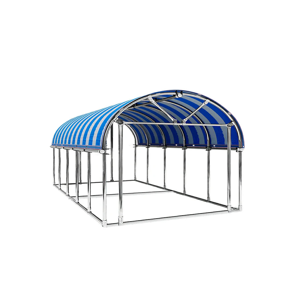SOLARA Outdoor Car Canopy Sun Shade Waterproof Reinforced Frame 300/400cm for Driveway Patio Parking - Blue&White