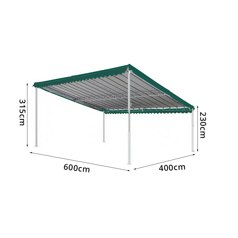 SOLARA Outdoor Car Canopy High Density Fabric Reinforced Steel Frame Weatherproof 600/800cm for Garage Yard Parking