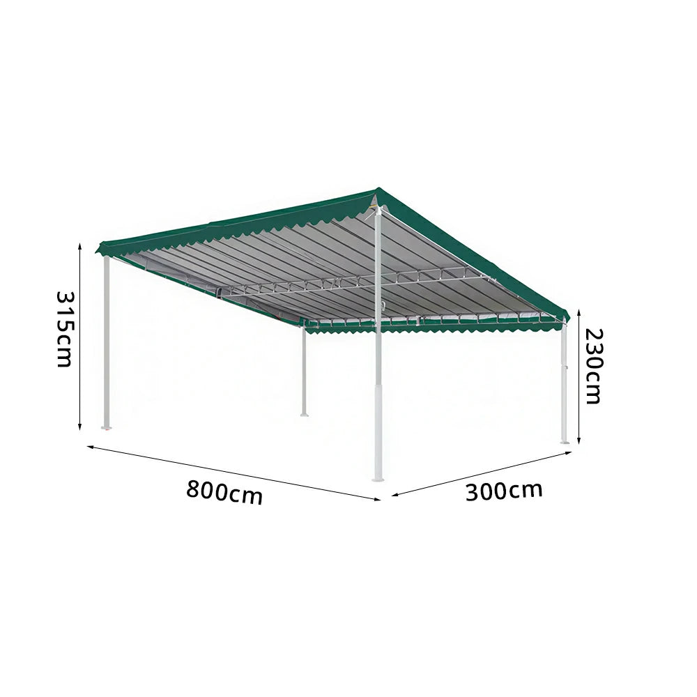SOLARA Outdoor Car Canopy High Density Fabric Reinforced Steel Frame Weatherproof 600/800cm for Garage Yard Parking