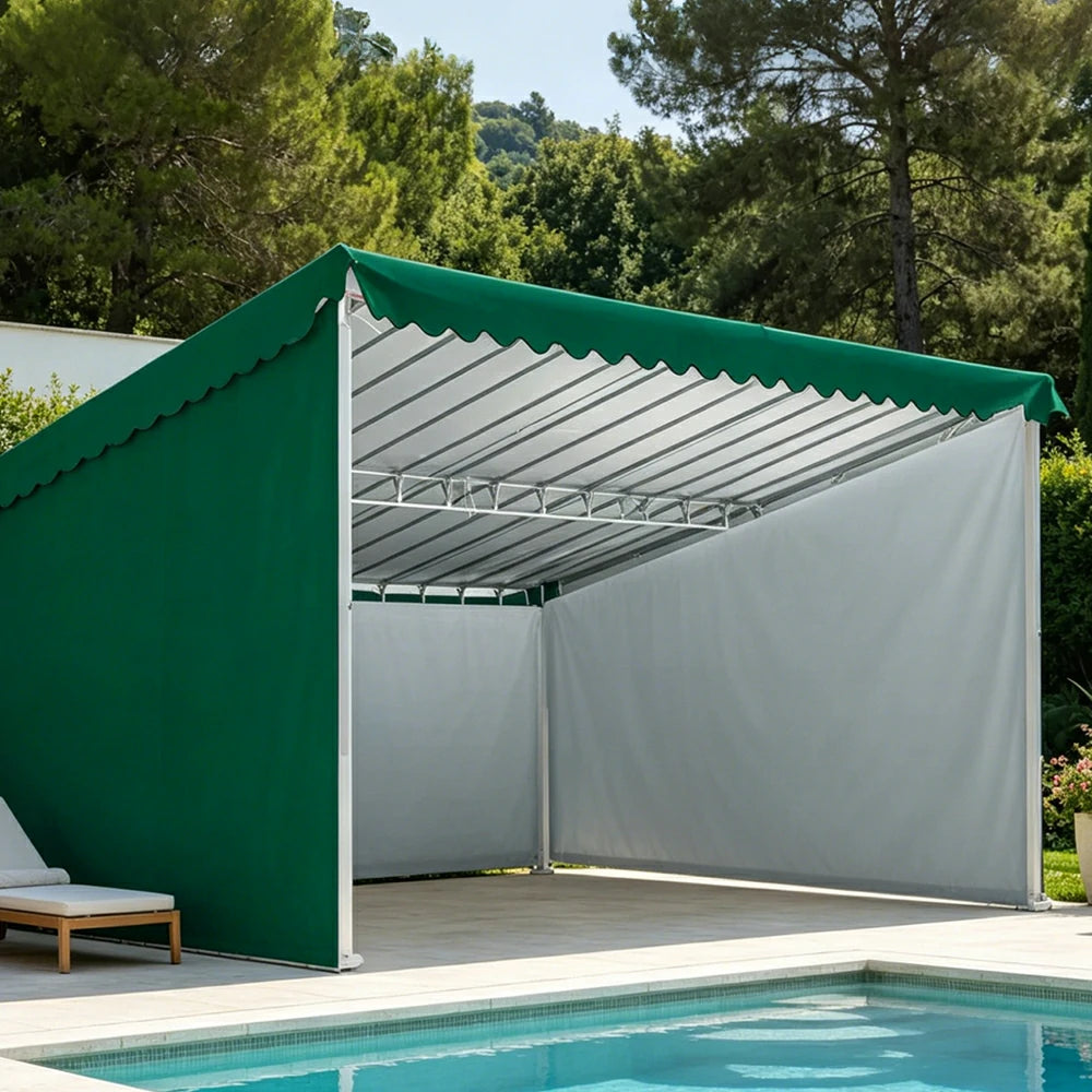SOLARA Outdoor Car Canopy 3-Sided Windproof Panels High Density Fabric Reinforced Steel Frame 600/800cm for Garage Yard Parking
