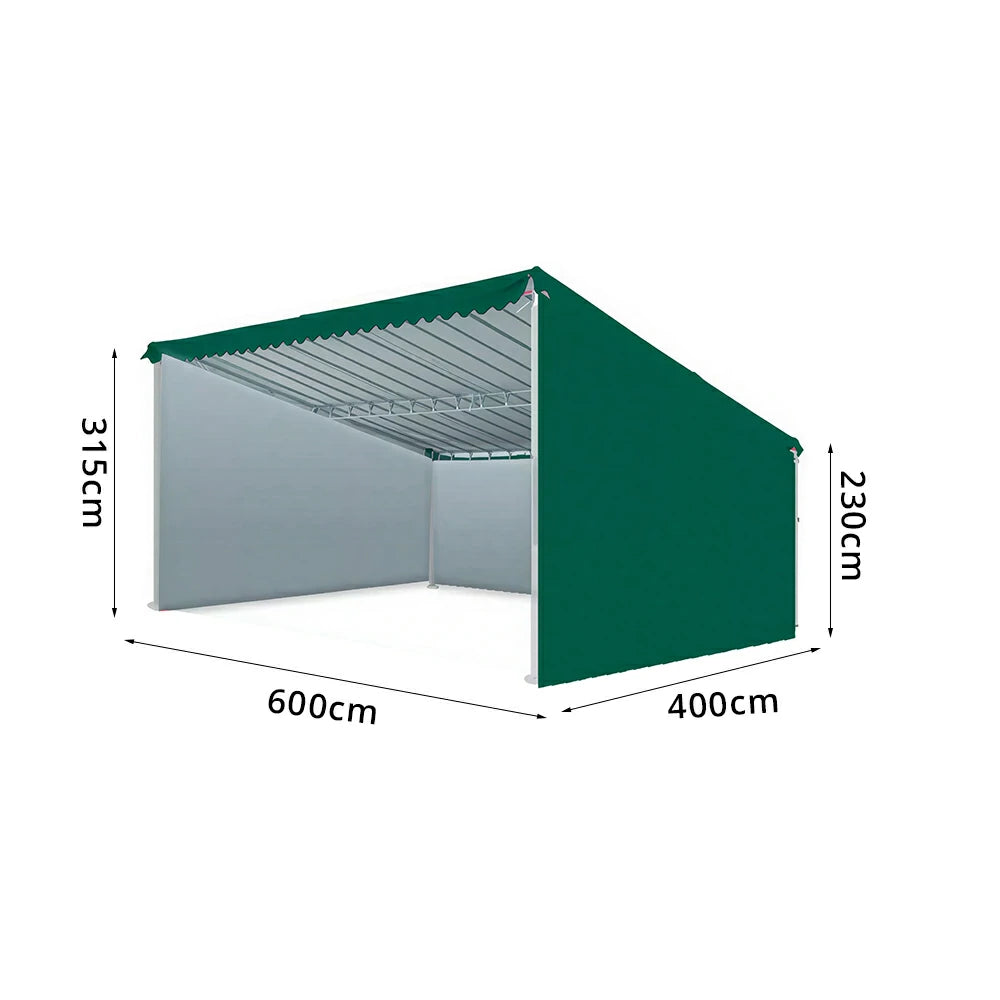 SOLARA Outdoor Car Canopy 3-Sided Windproof Panels High Density Fabric Reinforced Steel Frame 600/800cm for Garage Yard Parking