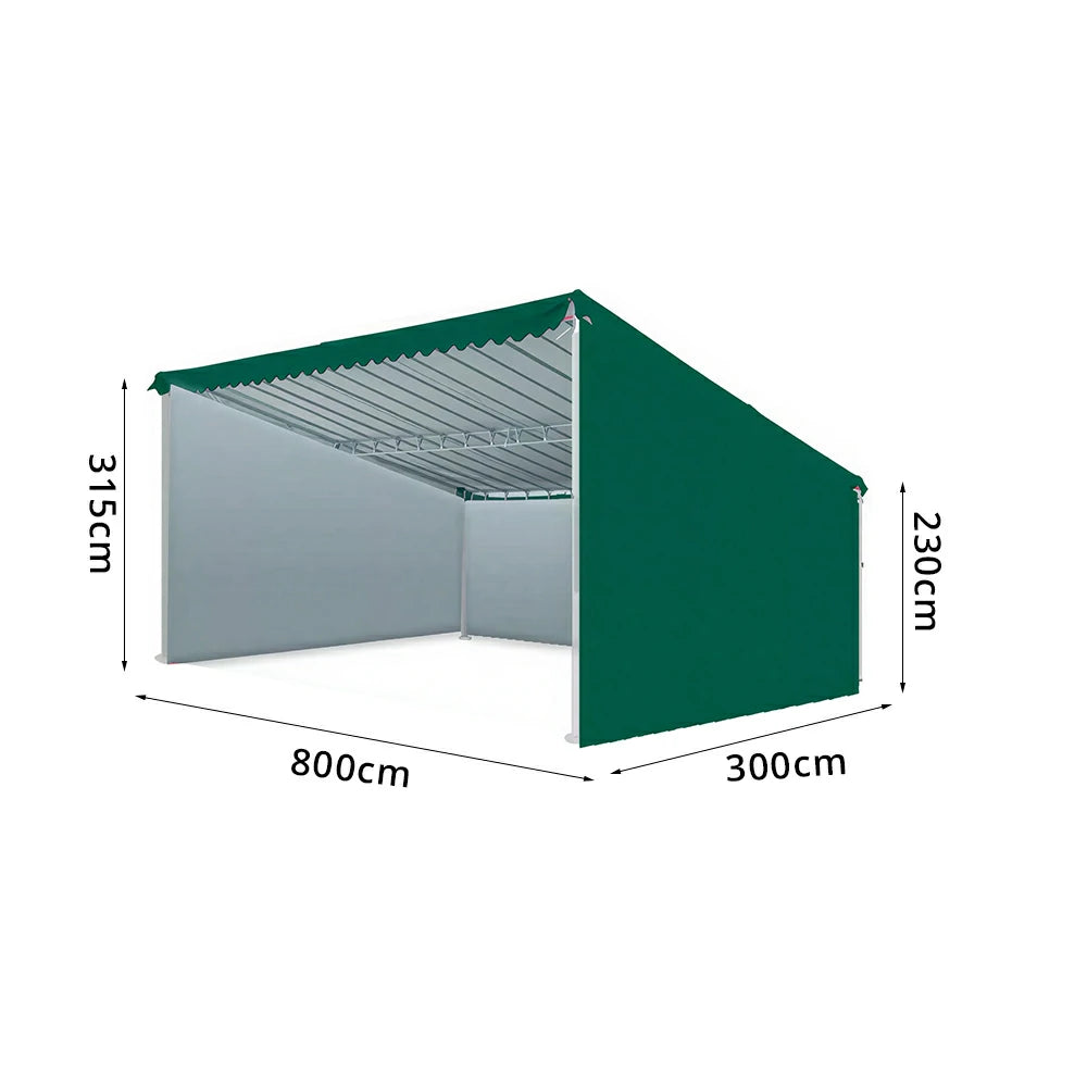 SOLARA Outdoor Car Canopy 3-Sided Windproof Panels High Density Fabric Reinforced Steel Frame 600/800cm for Garage Yard Parking