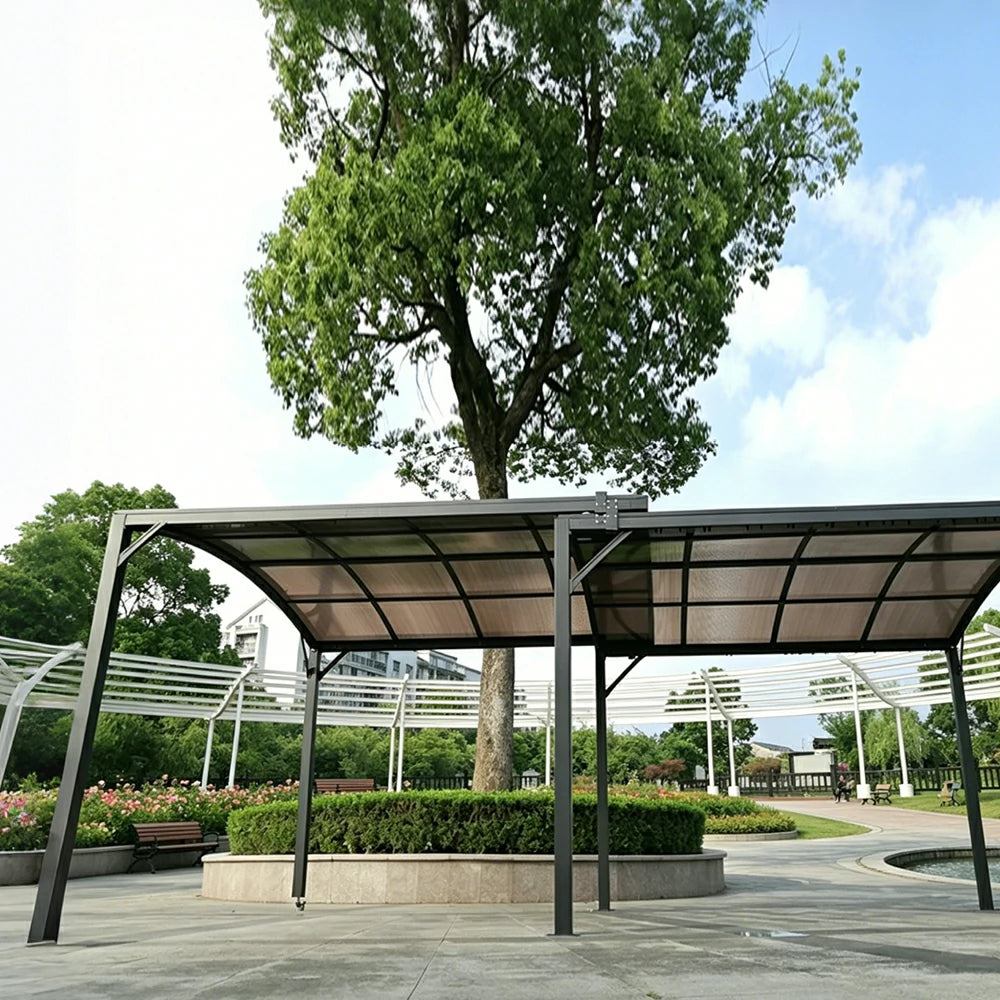 SOLARA Retractable Car Canopy Gazebo 2-in-1 Waterproof UV Resistant Space Saving for Driveway Patio Backyard