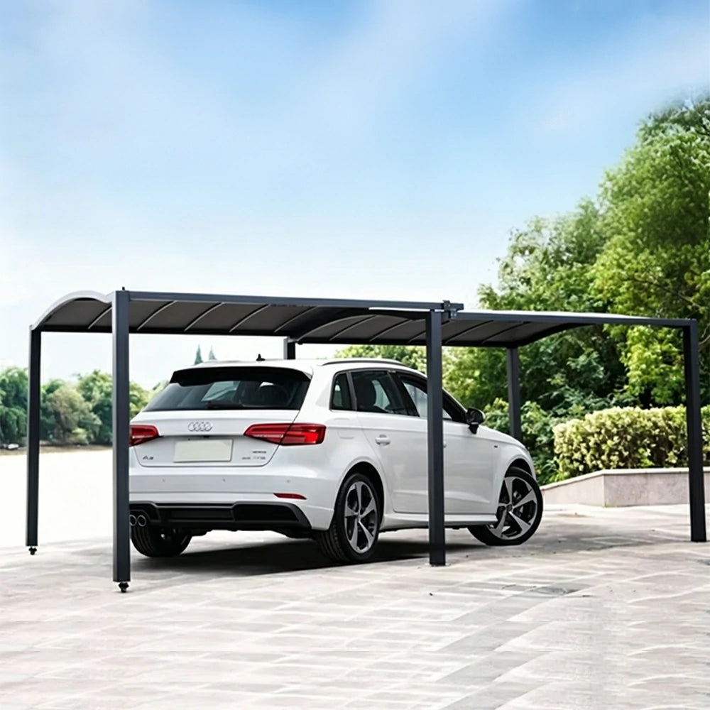 SOLARA Retractable Car Canopy Gazebo 2-in-1 Waterproof UV Resistant Space Saving for Driveway Patio Backyard