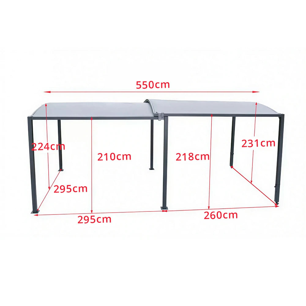 SOLARA Outdoor Gazebo Car Canopy 2-in-1 Triple Layer Fabric UV Resistant Reinforced Steel Frame for Garden Patio Dining