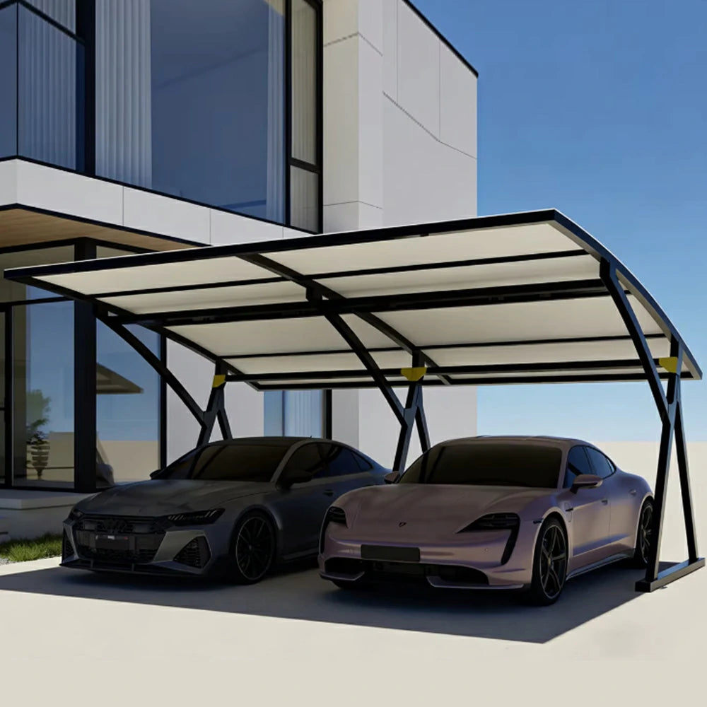 SOLARA Premium Outdoor Carport Carbon Steel Frame UV Resistant Waterproof Large Coverage for Driveway Backyard Parking - Black