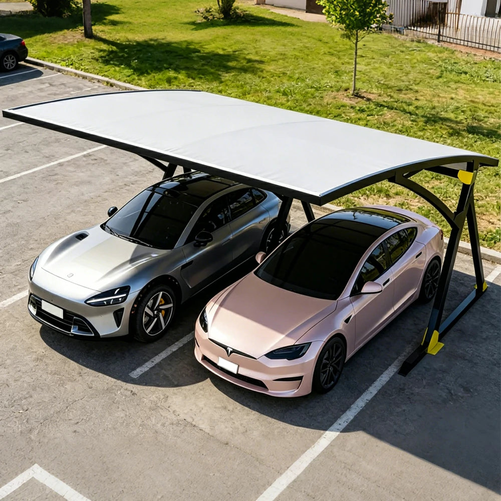 SOLARA Premium Outdoor Carport Carbon Steel Frame UV Resistant Waterproof Large Coverage for Driveway Backyard Parking - Black