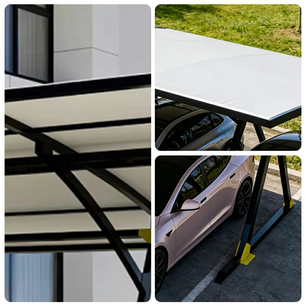 SOLARA Premium Outdoor Carport Carbon Steel Frame UV Resistant Waterproof Large Coverage for Driveway Backyard Parking - Black