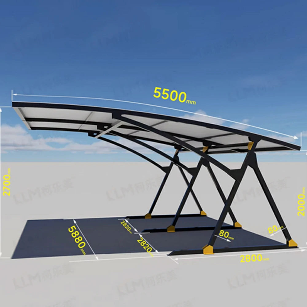 SOLARA Premium Outdoor Carport Carbon Steel Frame UV Resistant Waterproof Large Coverage for Driveway Backyard Parking - Black