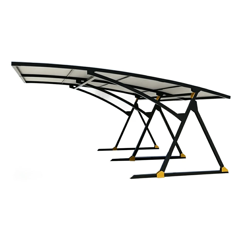 SOLARA Premium Outdoor Carport Carbon Steel Frame UV Resistant Waterproof Large Coverage for Driveway Backyard Parking - Black