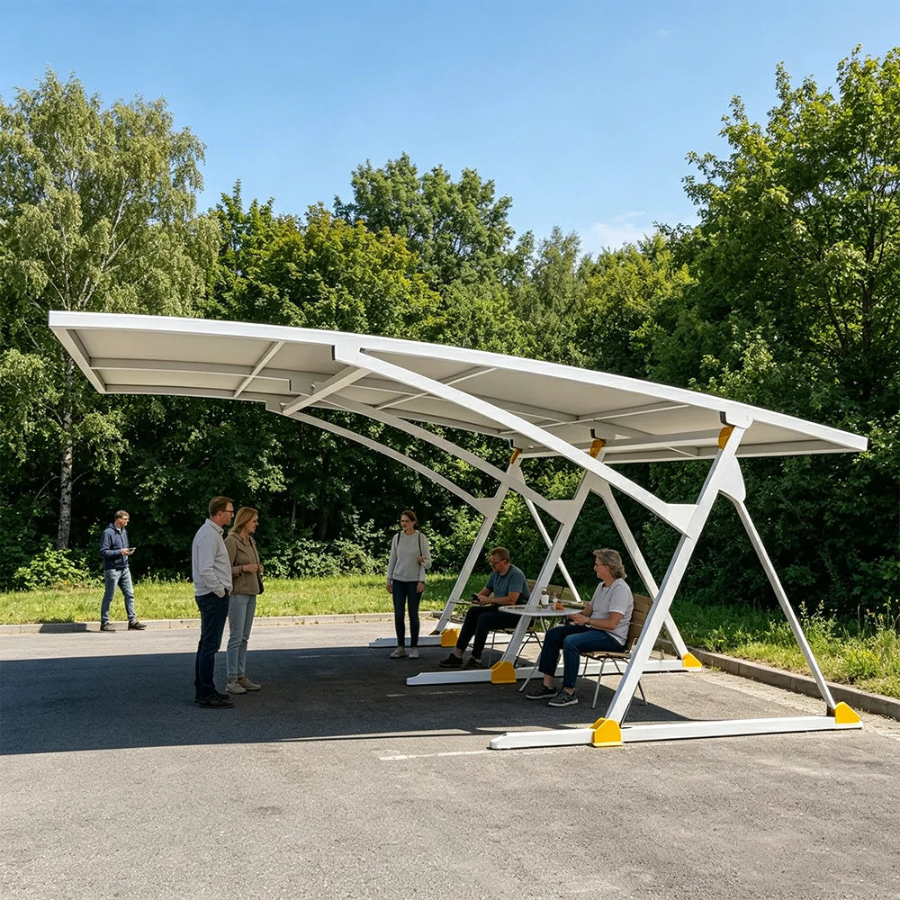 SOLARA Premium Outdoor Carport Carbon Steel Frame UV Resistant Waterproof Large Coverage for Driveway Backyard Parking - White