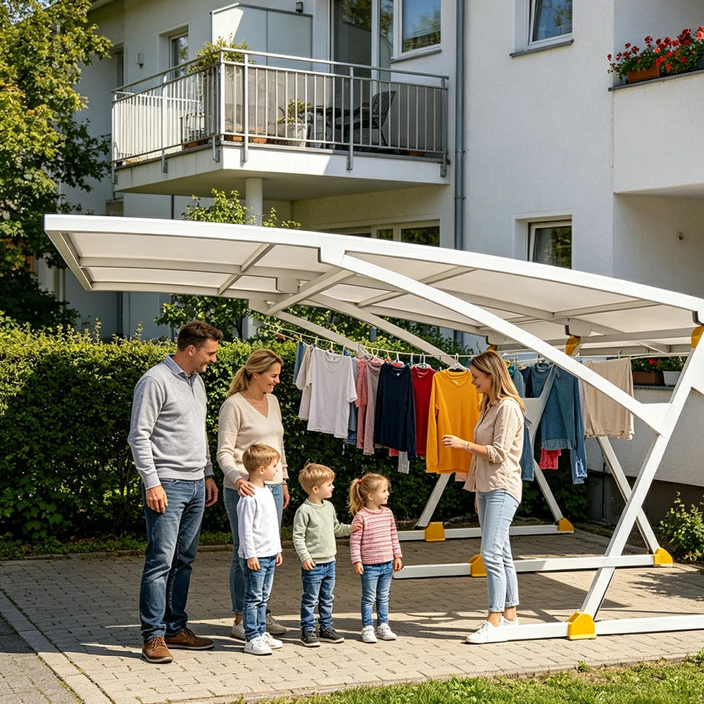 SOLARA Premium Outdoor Carport Carbon Steel Frame UV Resistant Waterproof Large Coverage for Driveway Backyard Parking - White