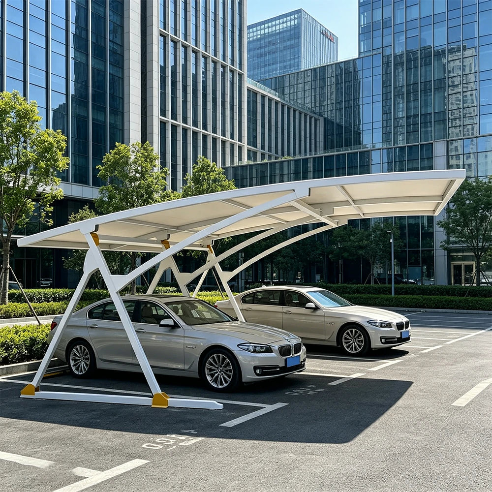 SOLARA Premium Outdoor Carport Carbon Steel Frame UV Resistant Waterproof Large Coverage for Driveway Backyard Parking - White