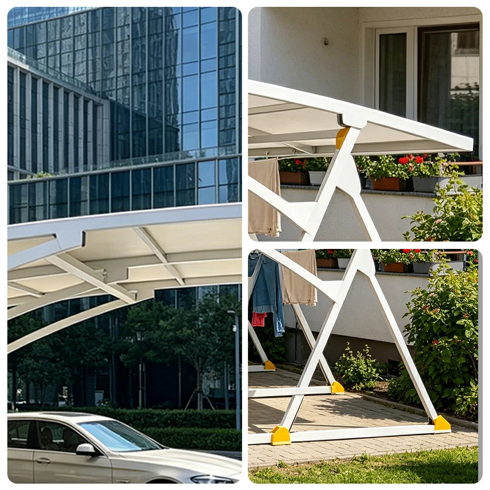 SOLARA Premium Outdoor Carport Carbon Steel Frame UV Resistant Waterproof Large Coverage for Driveway Backyard Parking - White