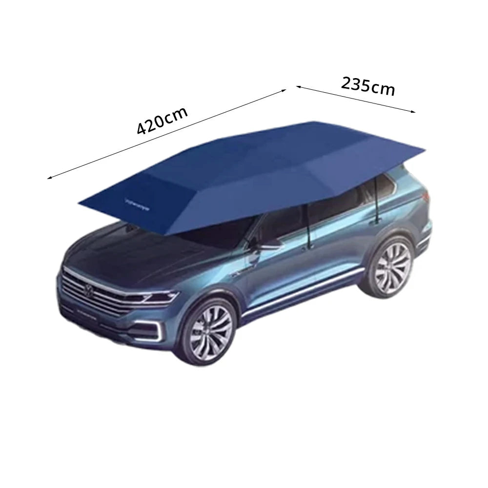 SOLARA Car Sun Shade Cover 210D Oxford Fabric Strong Suction Waterproof UV Protection 420/480cm for Outdoor Parking - Blue