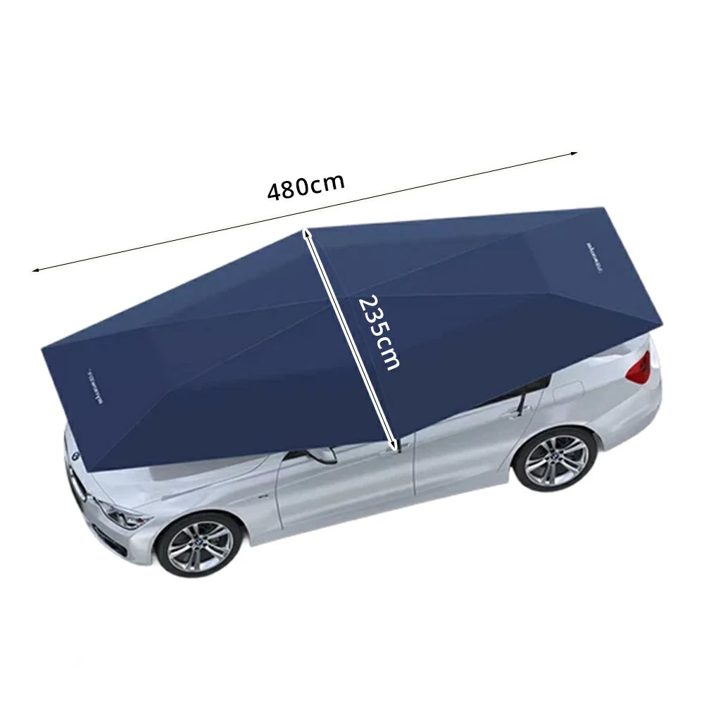 SOLARA Car Sun Shade Cover 210D Oxford Fabric Strong Suction Waterproof UV Protection 420/480cm for Outdoor Parking - Blue