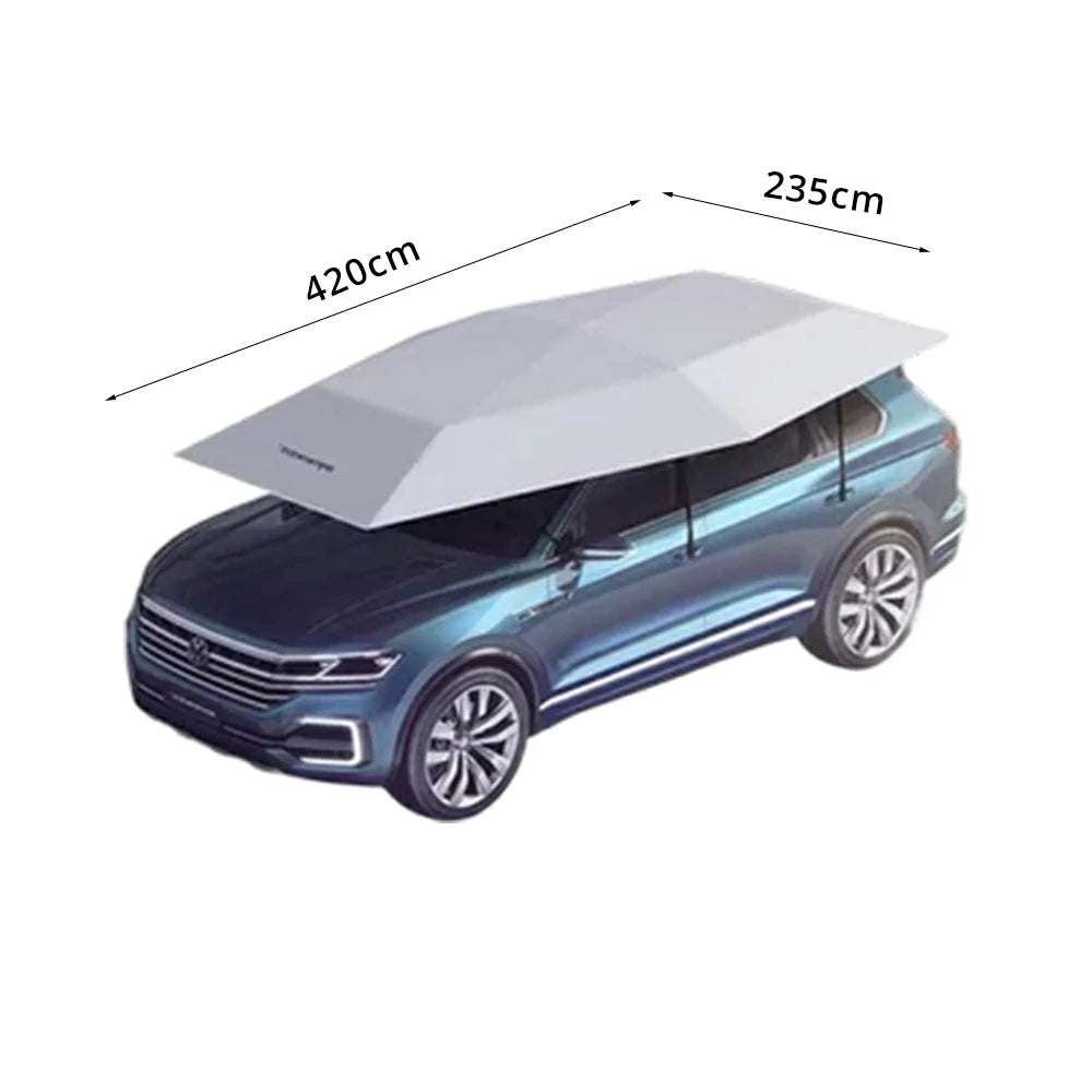 SOLARA Car Sun Shade Cover 210D Oxford Fabric Strong Suction Waterproof UV Protection 420/480cm for Outdoor Parking - Silver