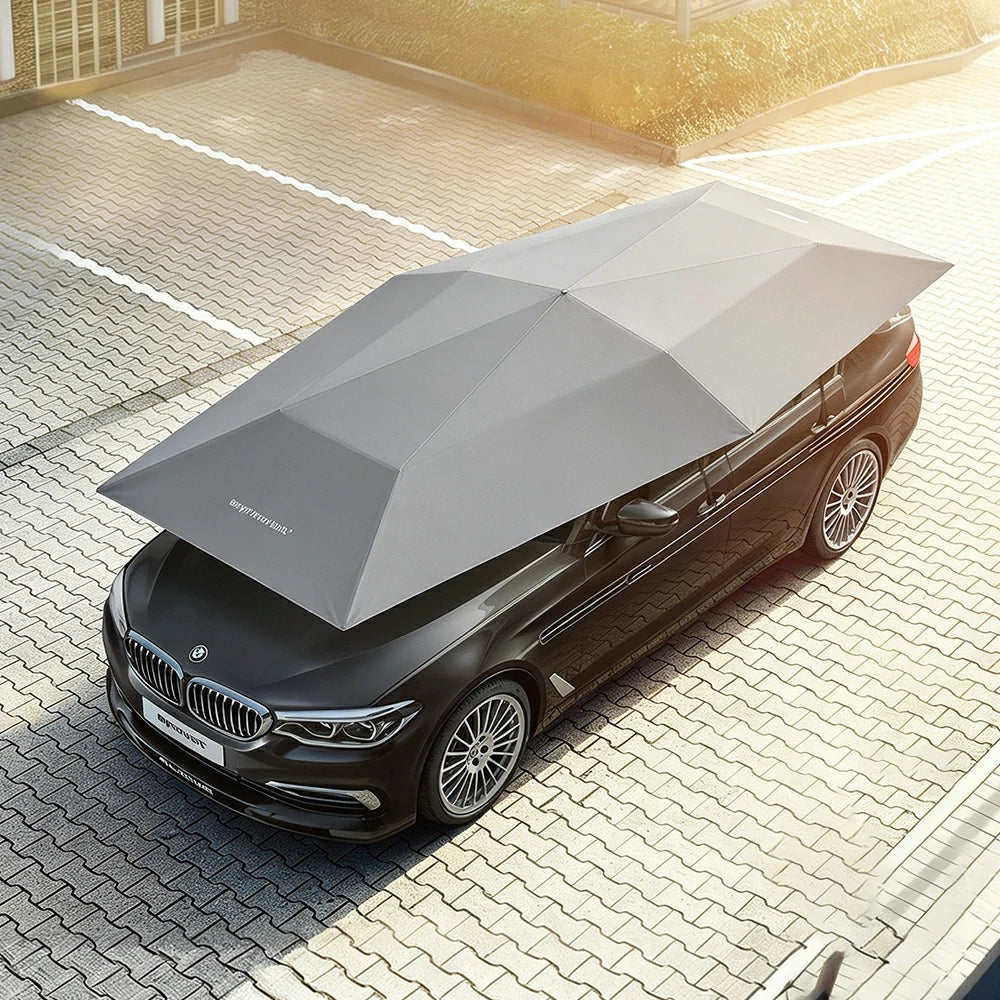 SOLARA Car Sun Shade Cover 210D Oxford Fabric Strong Suction Waterproof UV Protection 420/480cm for Outdoor Parking - Silver