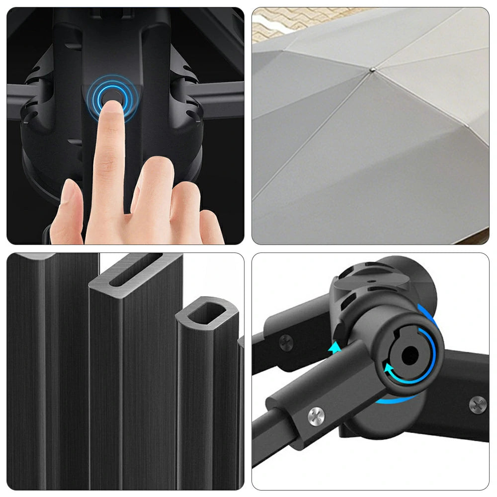 SOLARA Car Sun Shade Cover 210D Oxford Fabric Strong Suction Waterproof UV Protection 420/480cm for Outdoor Parking - Silver